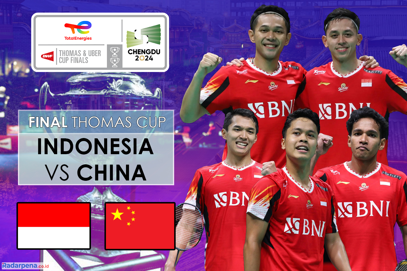 Final Thomas Cup 2024: Head to Head Indonesia vs China, Inilah Rekor Merah Putih