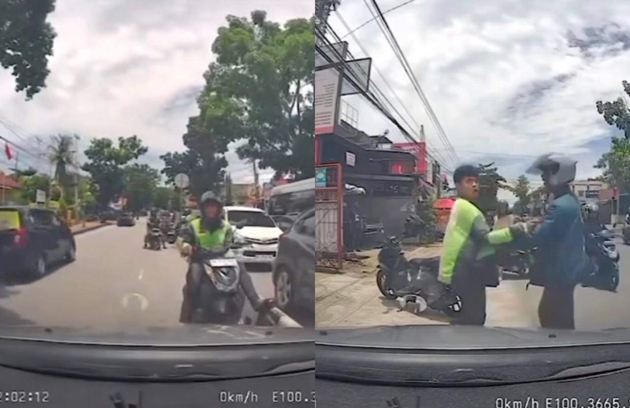 Viral! Tak Terima Ditegur Karena Lawan Arah, Driver Ojol Mau Serang Pengendara Mobil yang Menegurnya