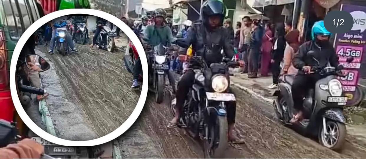 Miris! Jalan Masih Basah Karena Dicor, Langsung Rusak Dipakai Warga untuk Melintas di Cimahi