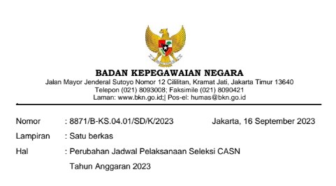 BREAKING NEWS! Jadwal Pelaksanaan Seleksi CASN 2023 Resmi Diubah BKN, Cek Jadwal Penerimaan CPNS dan PPPK!