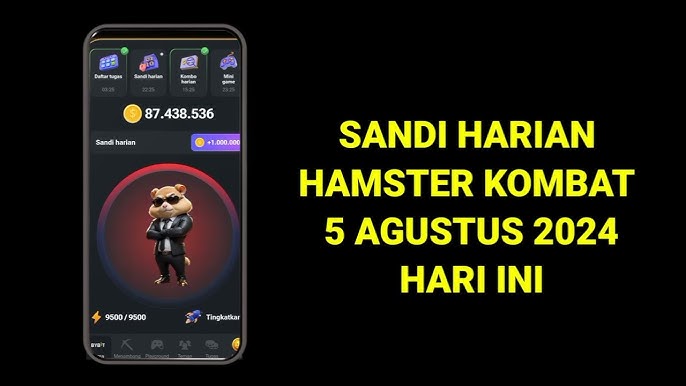 Sandi Harian Hamster Kombat 5 Agustus 2024, Ada 3 Kombo Menangkan Jutaan Koin Gratis