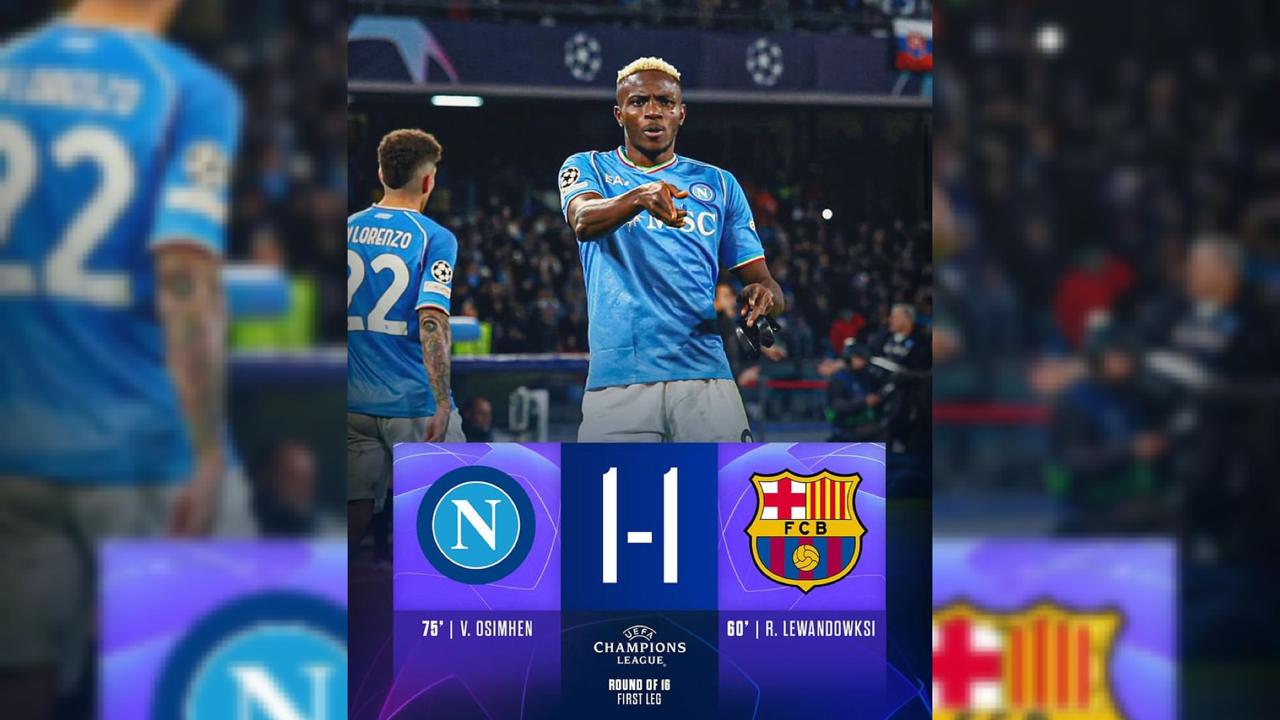 Hasil Liga Champions: Napoli 1-1 Barcelona, Gol Lewandowski Tahan Imbang Barcelona