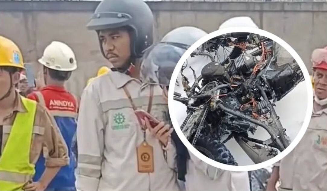 Viral! Detik-detik Tangis Pilu Karyawan Ketika Melihat Puluhan Motor Hangus Terbakar di Parkiran