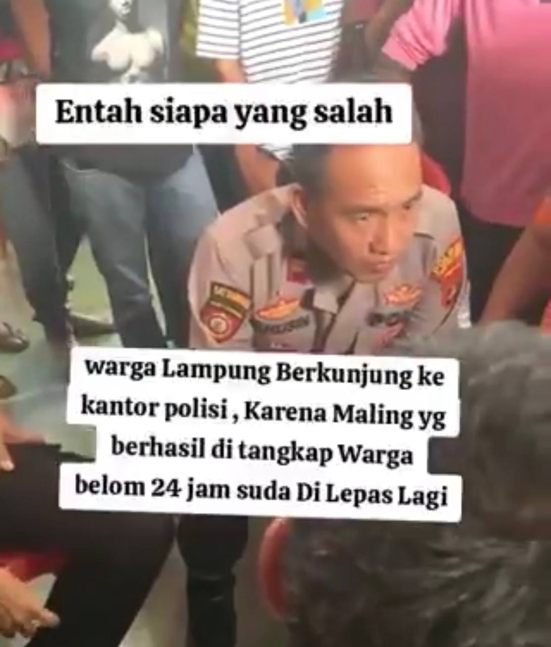 Viral! Warga Datangi Kantor Polisi di Lampung Gegara Maling yang Ditangkap Belum 24 Jam Tapi Sudah Dibebaskan