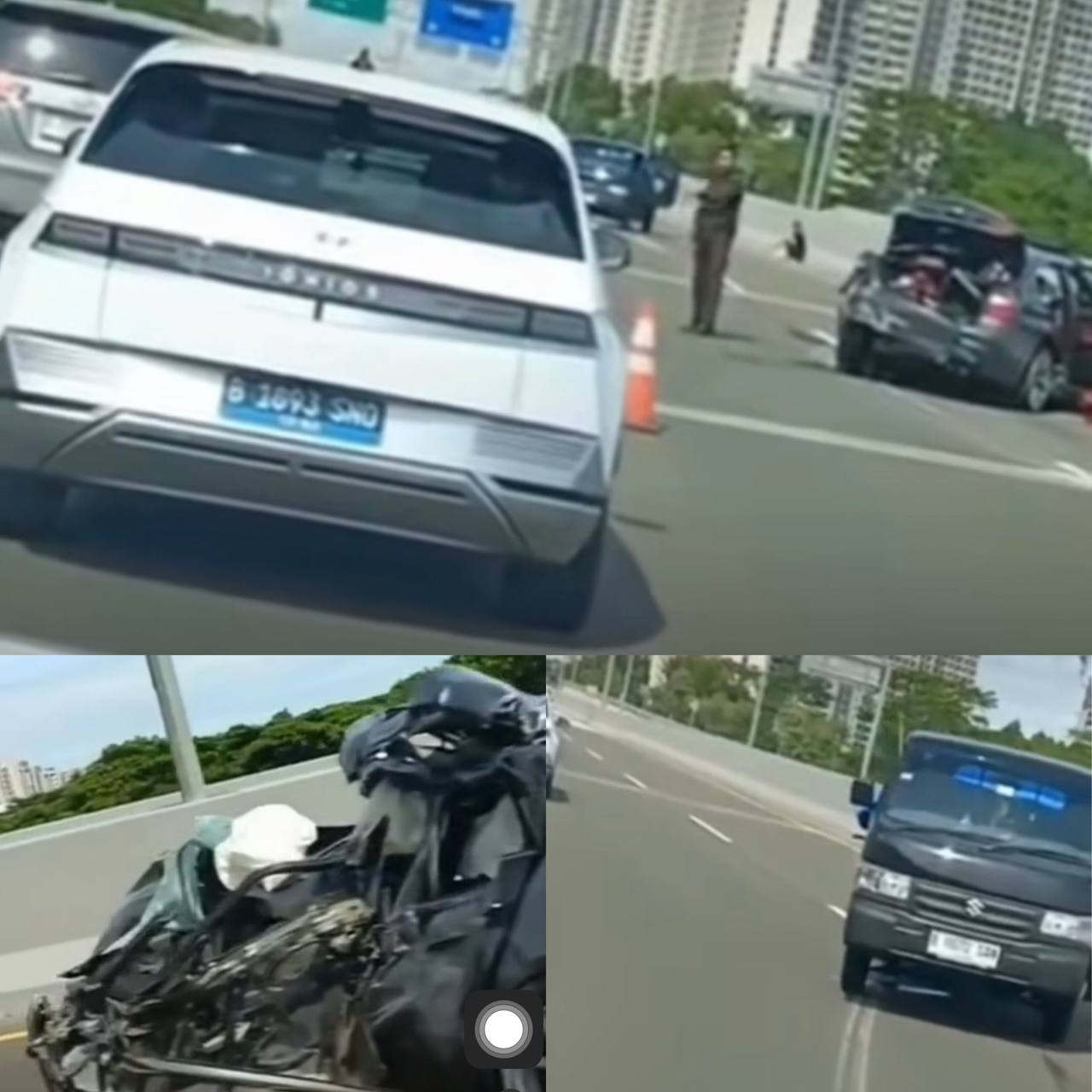 Viral! Mobil BMW Ringsek Parah Usai Tabrak Mobil Carry Pick Up di Tol Serpong-Balaraja