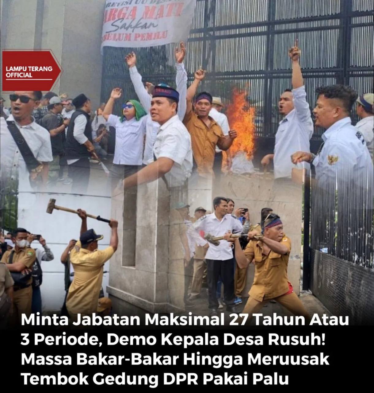 Demo Apdesi Rusuh di Gedung DPR, Massa Blokade Jalan hingga Coba Rubuhkan Pagar dengan Tali Tambang