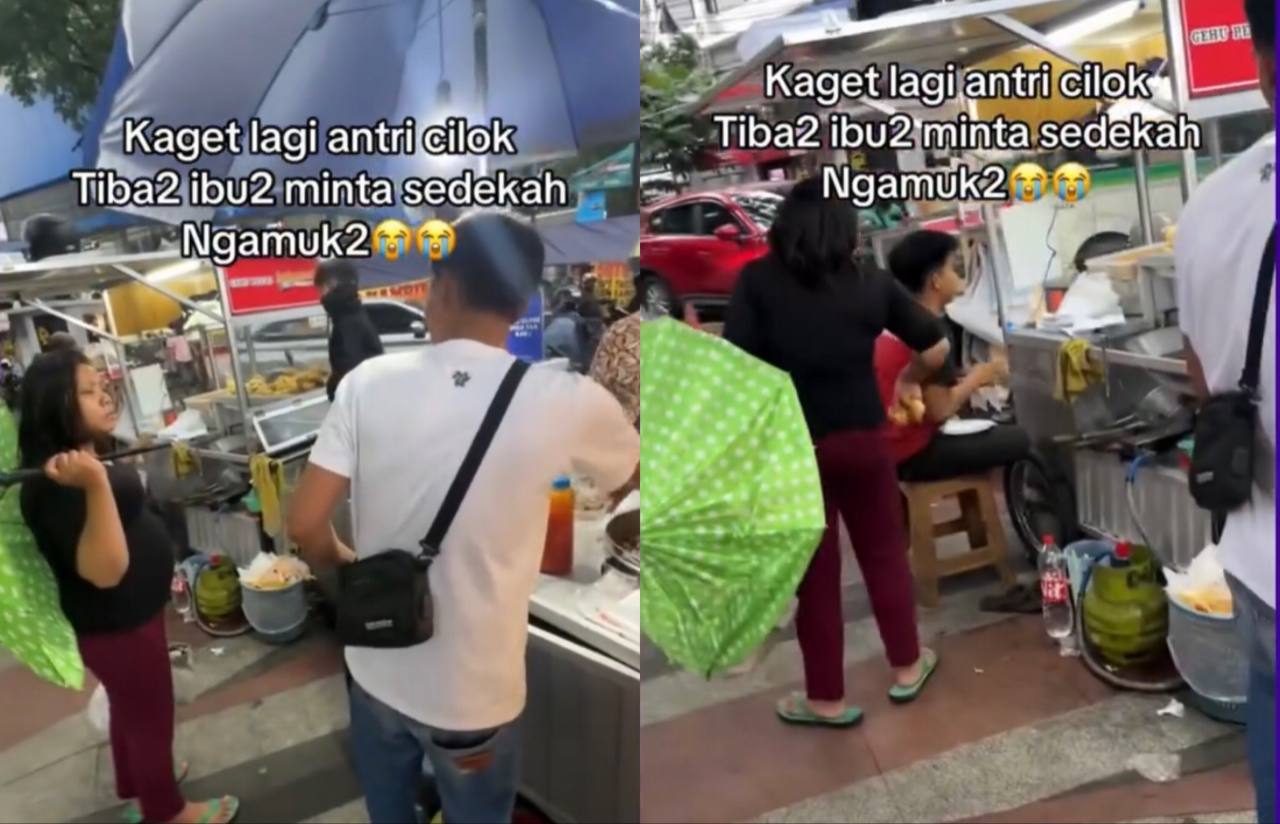 Viral! Seorang Ibu-ibu Minta Sedekah Sambil Marah-marah dan Secara Paksa ke Pedagang di Depan Unikom Bandung