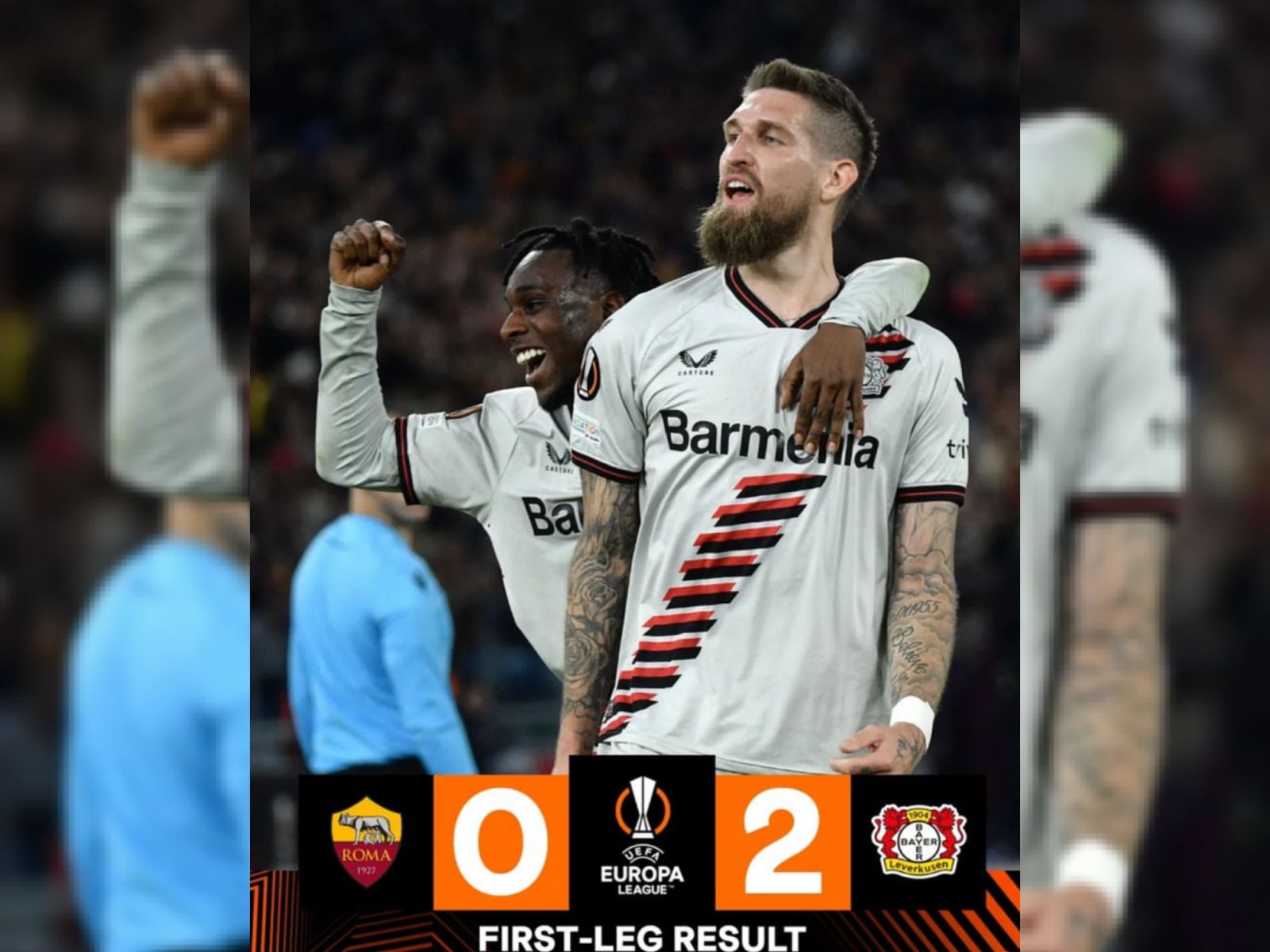 Hasil Semifinal Leg 1 Europa League AS Roma vs Leverkusen, Pasukan Xabi Alonso Menang 2-0