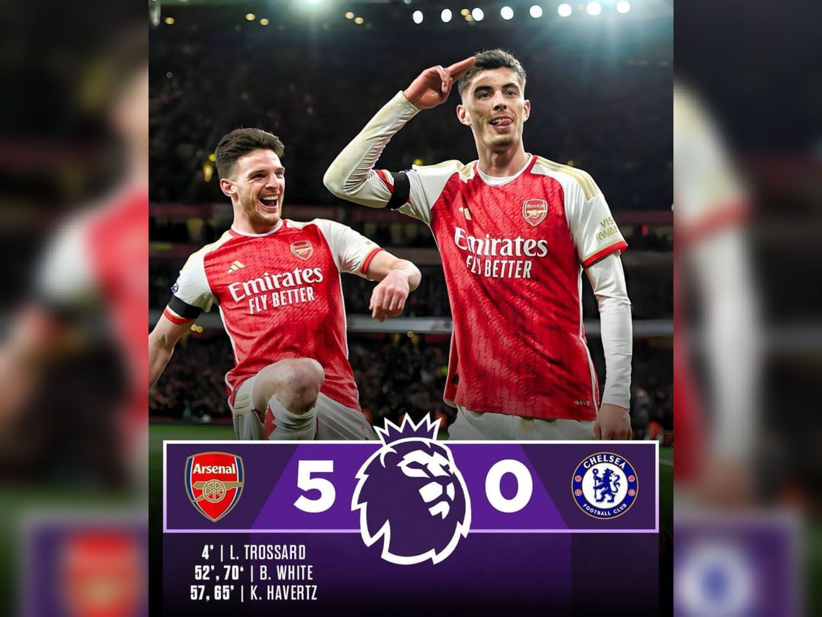 Hasil Liga Inggris Pekan 29 Arsenal vs Chelsea, Meriam London Menang Telak 5-0 