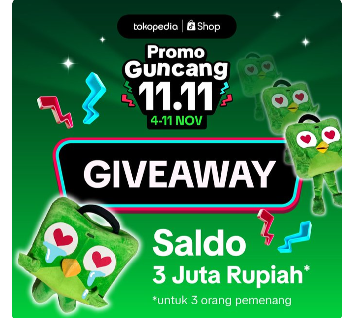 Promo 11.11 Tokopedia dan Giveaway Jutaan Rupiah, Jangan Kelewatan!