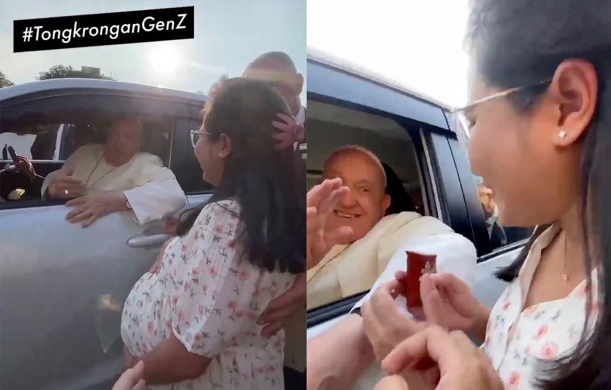 Viral! Momen Haru Seorang Ibu Hamil Diberkati Langsung Paus Fransiskus saat Menunggu Dipinggir Jalan 