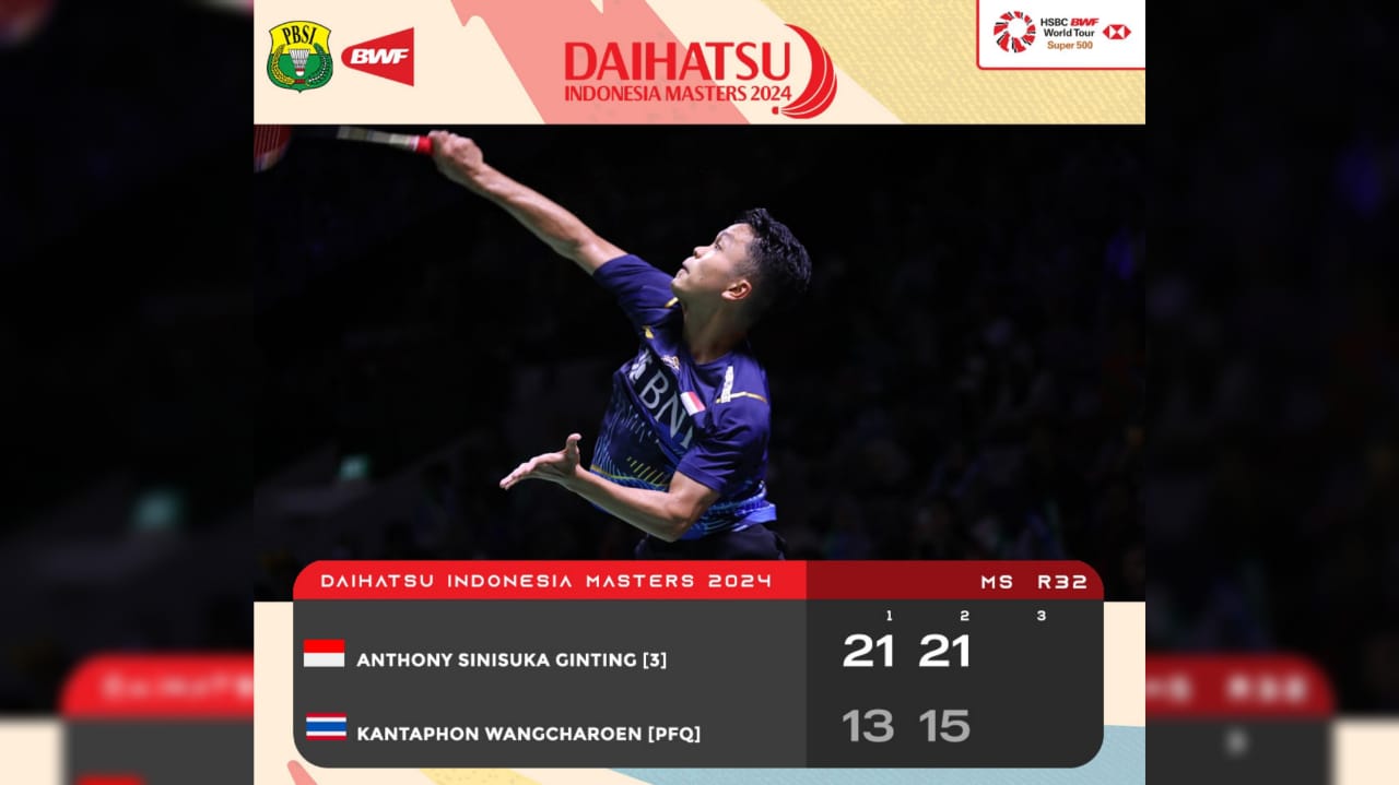 Anthony Ginting Lolos 16 Besar Indonesia Masters 2024 Usai Tumbangkan Wakil Thailand