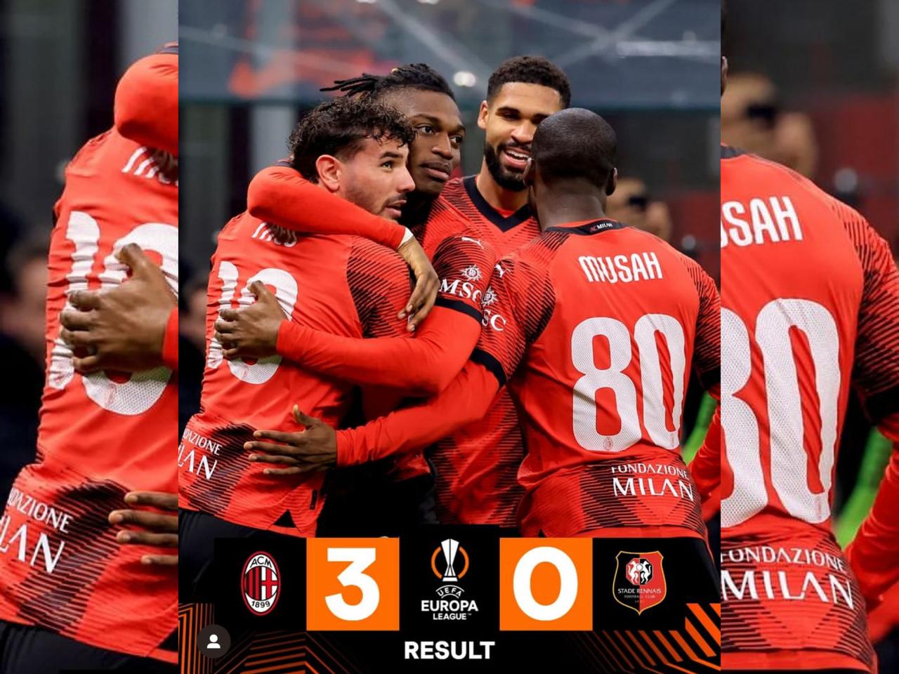 Hasil Liga Europa AC Milan vs Rennes, Lotfus-Cheek Bersinar Boyong Rossoneri Menang Telak 3-0