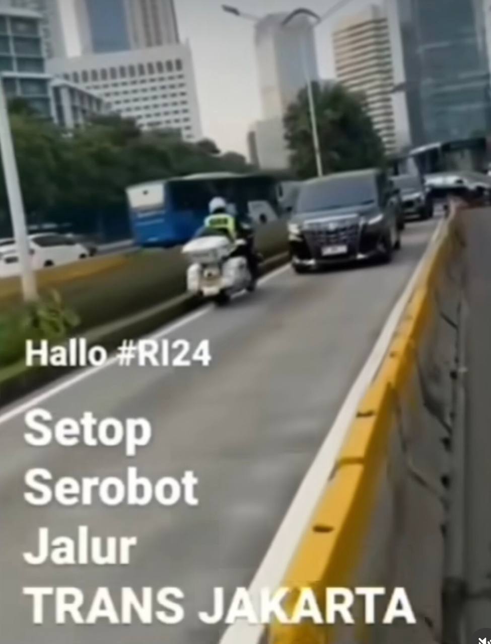 Viral, Mobil Dinas Berpelat RI 24 Terobos Masuk Jalur Transjakarta, Begini Reaksi Netizen