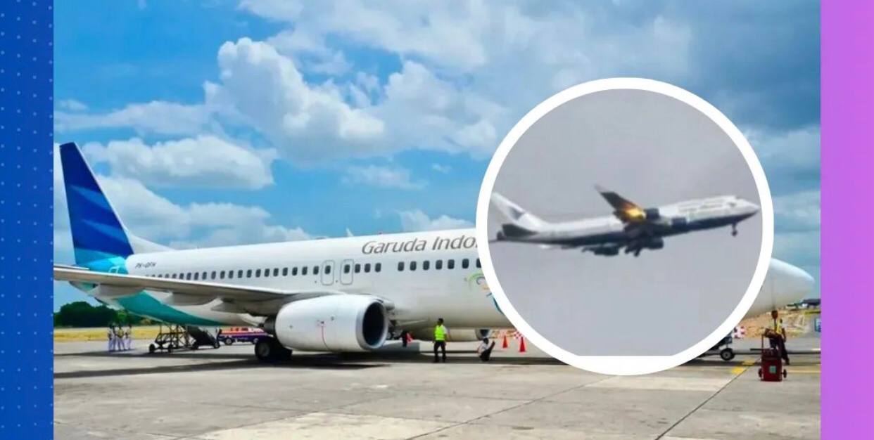 Menegangkan! Sayap Pesawat Garuda Terbakar saat Lepas Landas Bawa Rombongan Jemaah Haji