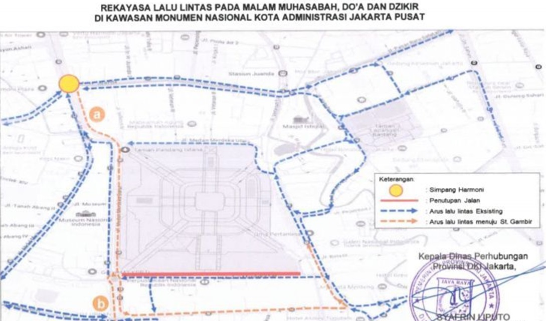 Malam Muhasabah di Monas: Rekayasa Lalu Lintas, Lokasi Parkir, dan Jadwal Transjakarta