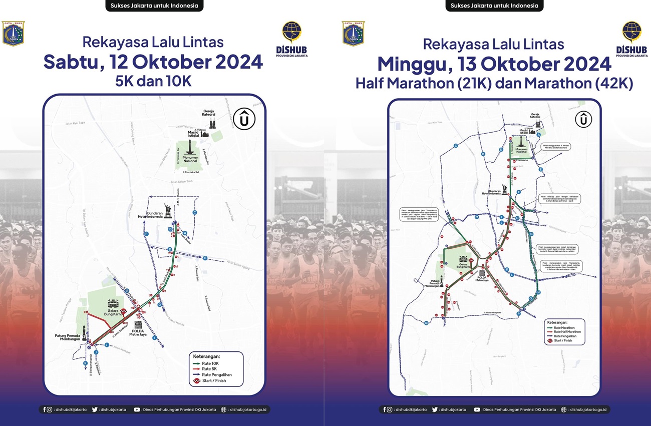 Catat! Lokasi Rekayasa Lalulintas Buntut Penyelenggaraan Jakarta Running Fest 2024 