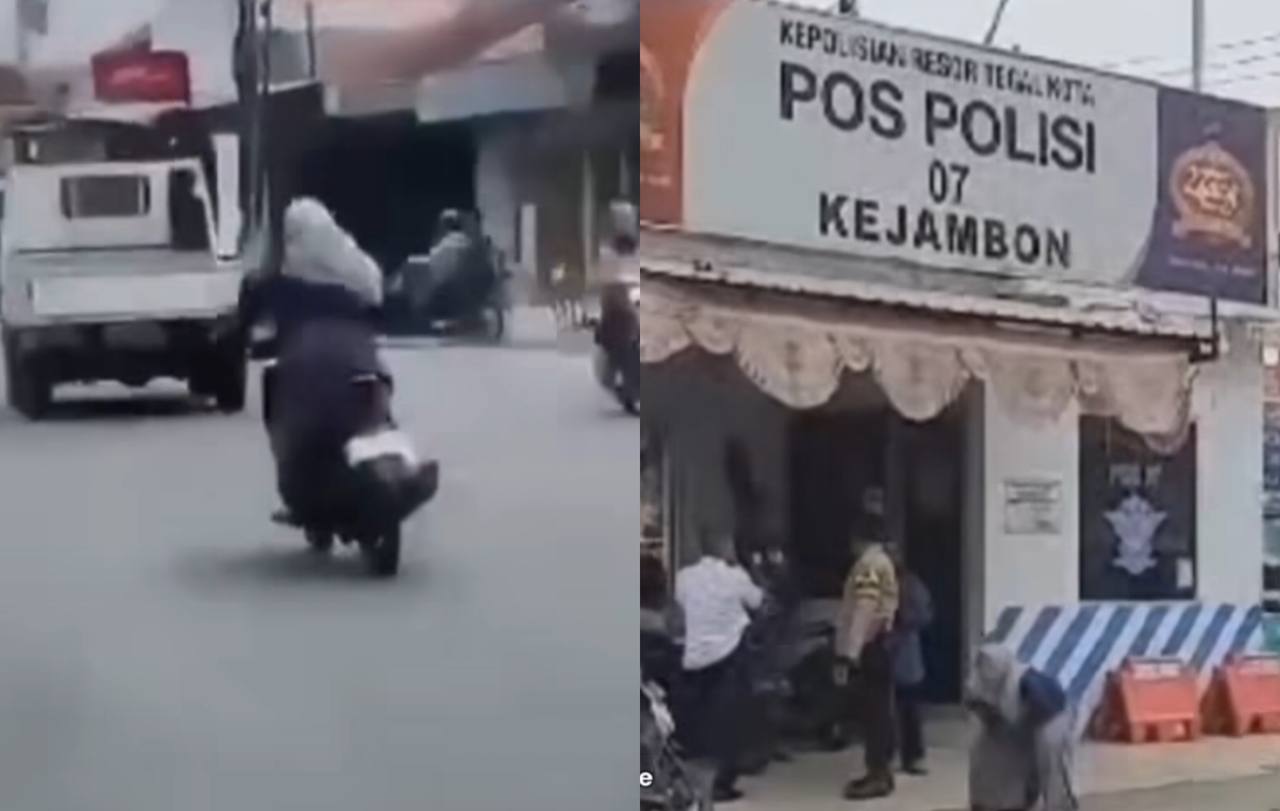 Viral! Emak-emak Ini Freestyle Diatas Motor dan Kesurupan saat Ditilang Polisi, Tuai Sorotan Warganet