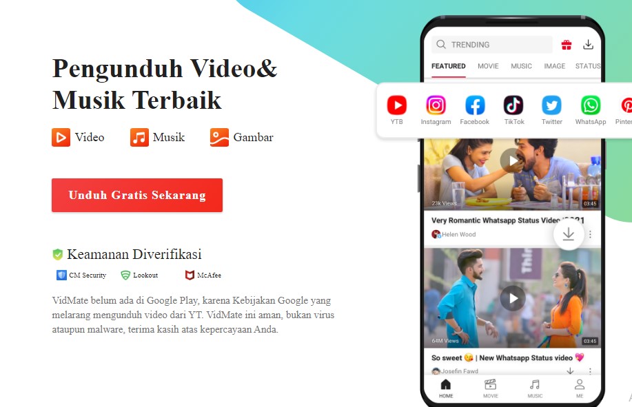 Tidak Perlu Menunda Lagi Untuk Download Musik Dan Video Favorit, Link Download Vidmate apk