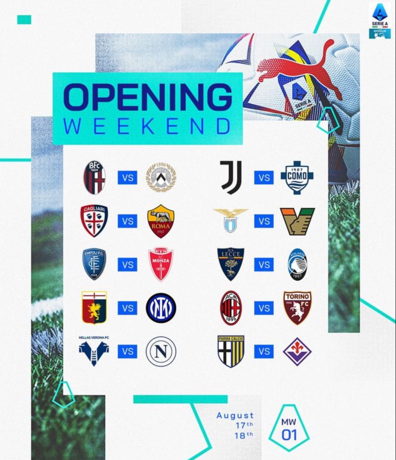 Jadwal Lengkap Liga Italia 2024-2025, Lazio vs Venezia dan Juventus vs Como