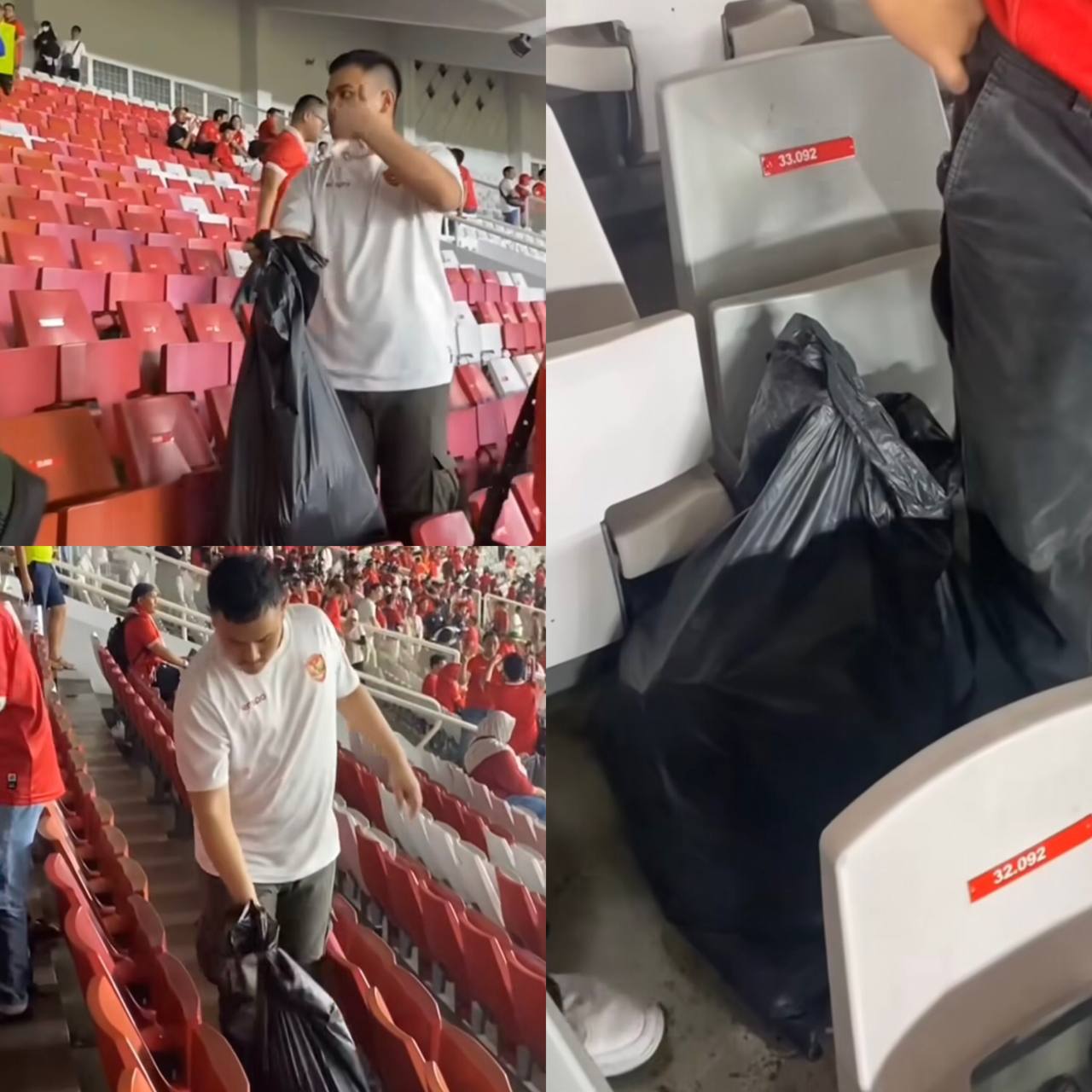 Belajar dari Jepang, Supporter Timnas Indonesia Bersihkan Sampah di SUGBK Usai Pertandingan 