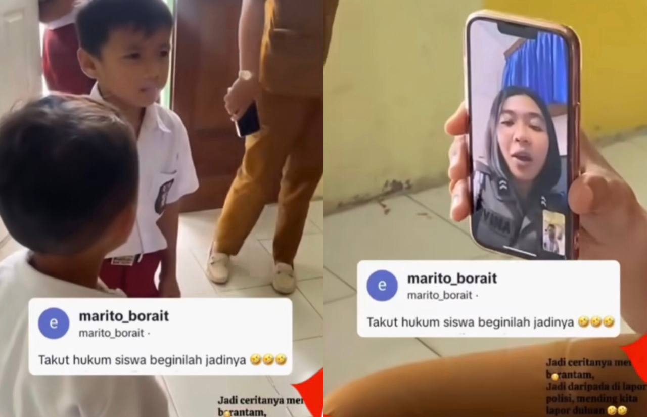 Viral, Momen Lucu Seorang Guru di Sumut VC Polwan untuk Takuti Murid yang Berkelahi