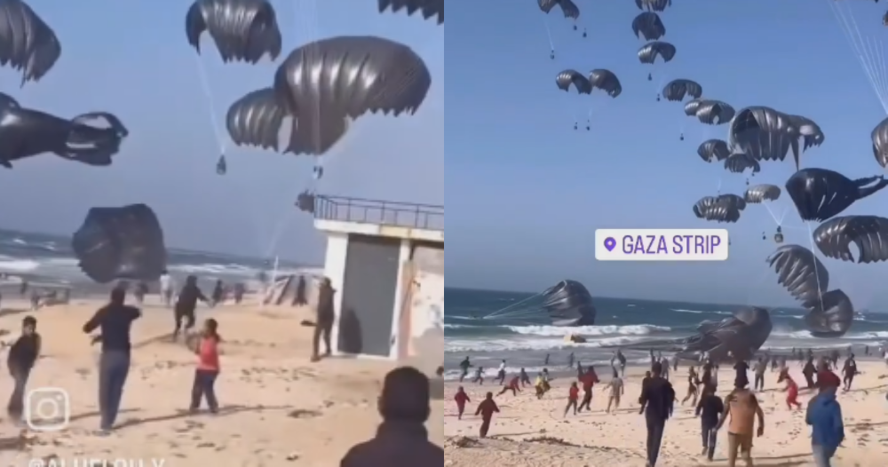 Dijatuhkan dari Udara, Amerika Kirim Bantuan ke Gaza untuk Pertama Kali