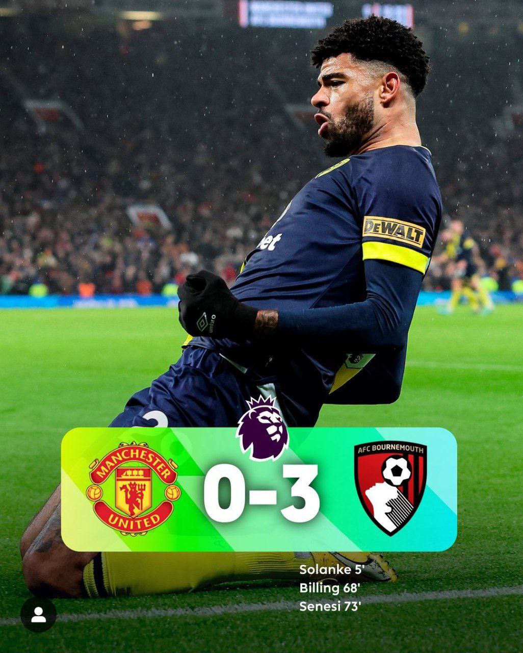 Hasil Liga Inggris: Setan Merah Takluk Atas Bournemouth di Old Trafford 3 - 0 