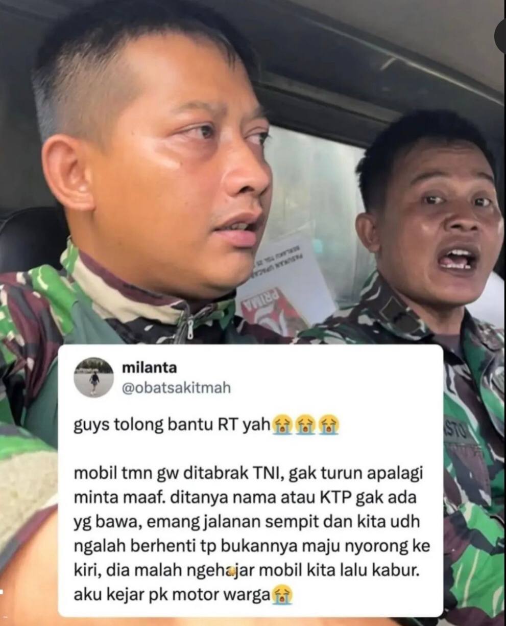 Viral, Truk Oknum TNI Tabrak Mobil Tapi Ogah Minta Maaf, Alasan Karena Ada Jurang di Sebelahnya