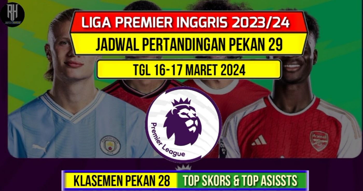 Jadwal Liga Inggris Matchday 29 Lengkap dengan Hasil Klasemen Terbaru 16 Maret 2024