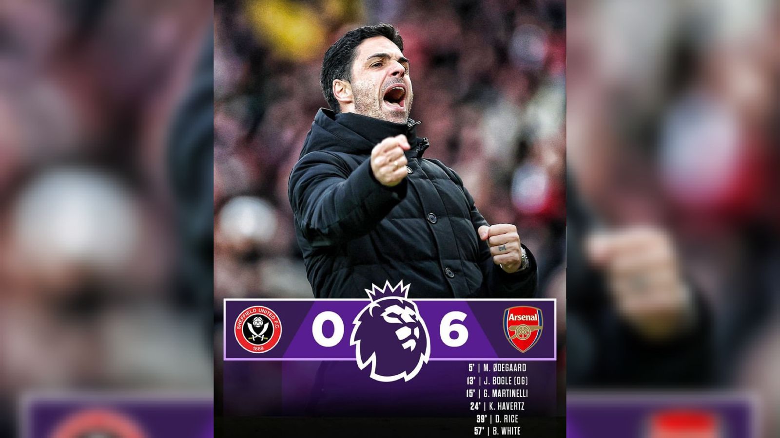 Hasil Liga Inggris: Sheffield vs Arsenal, The Gunners Pesta Gol 6-0