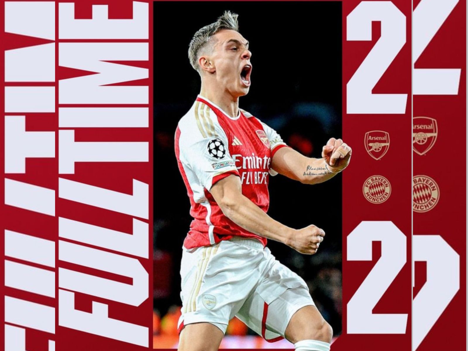 Hasil Liga Champions Arsenal vs Bayern Munchen 2-2, Leandro Trossard Selamatkan The Gunners 