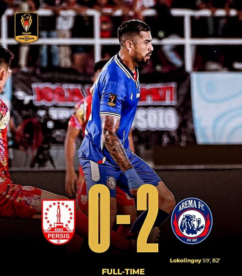 Hasil Piala Presiden 2024: Arema FC vs Persis Solo 2-0, Singo Edan Lolos Tantang Borneo FC di Final