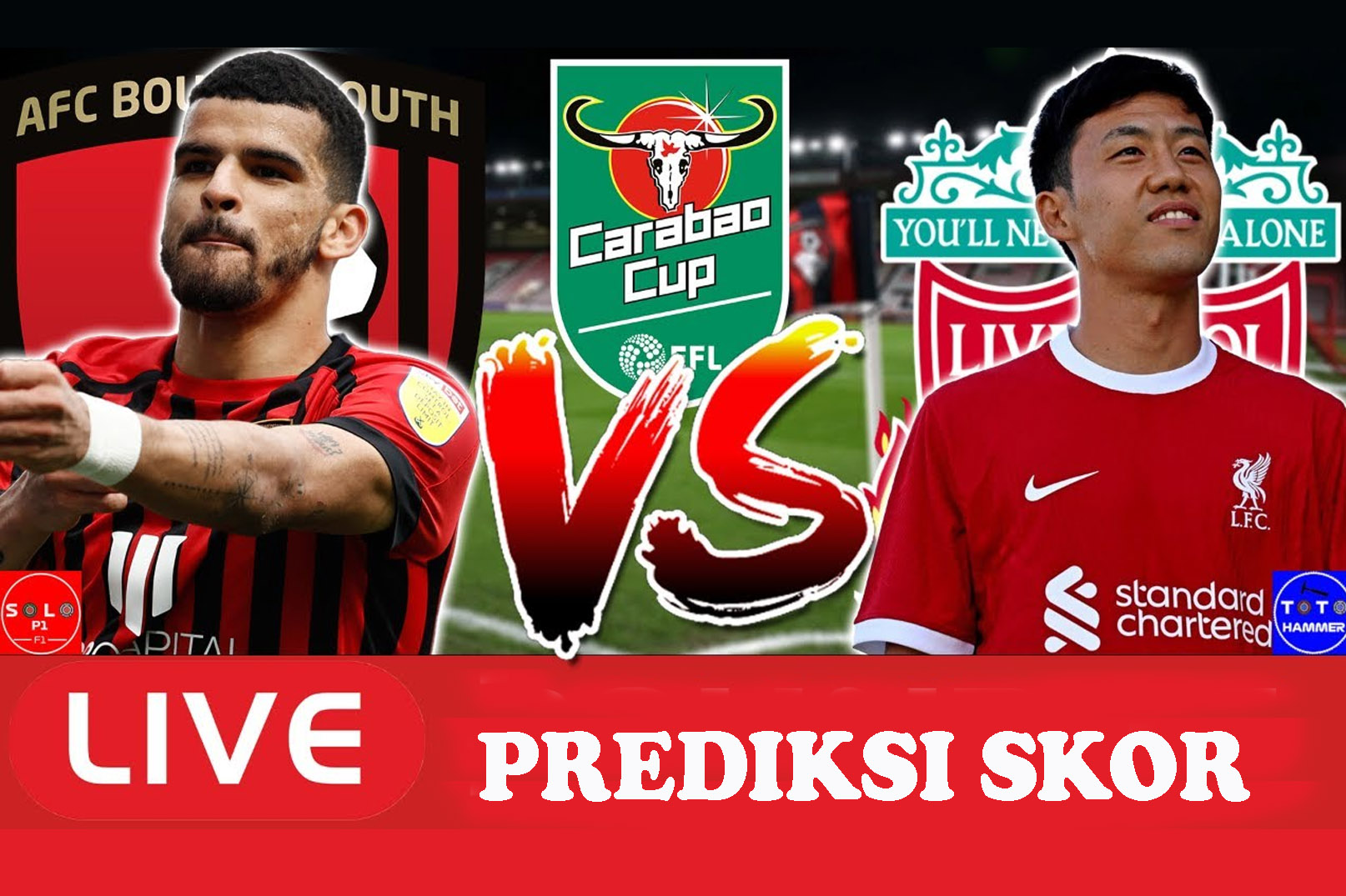 Bournemouth Vs Liverpool Carabao Cup 2023-2024, Head To Head Serta Live Streaming