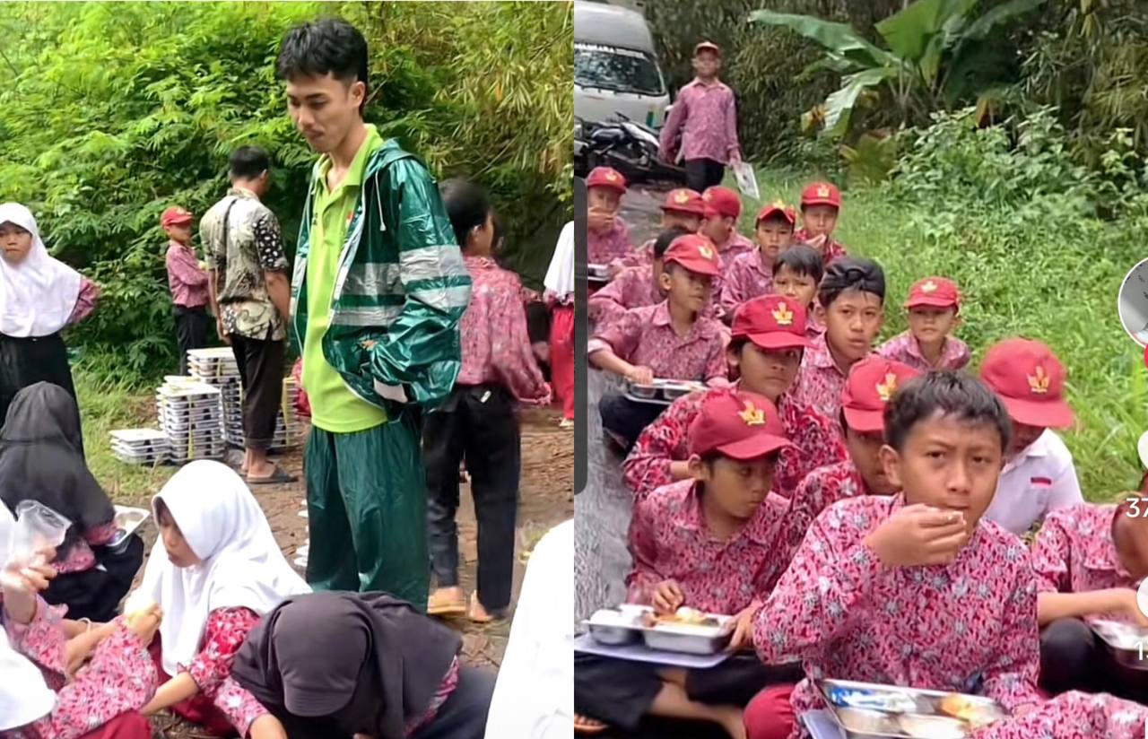 Viral! Siswa SD di Sukabumi Rela Tempuh Akses Terjal dengan Berjalan Kaki Demi Dapatkan MBG 