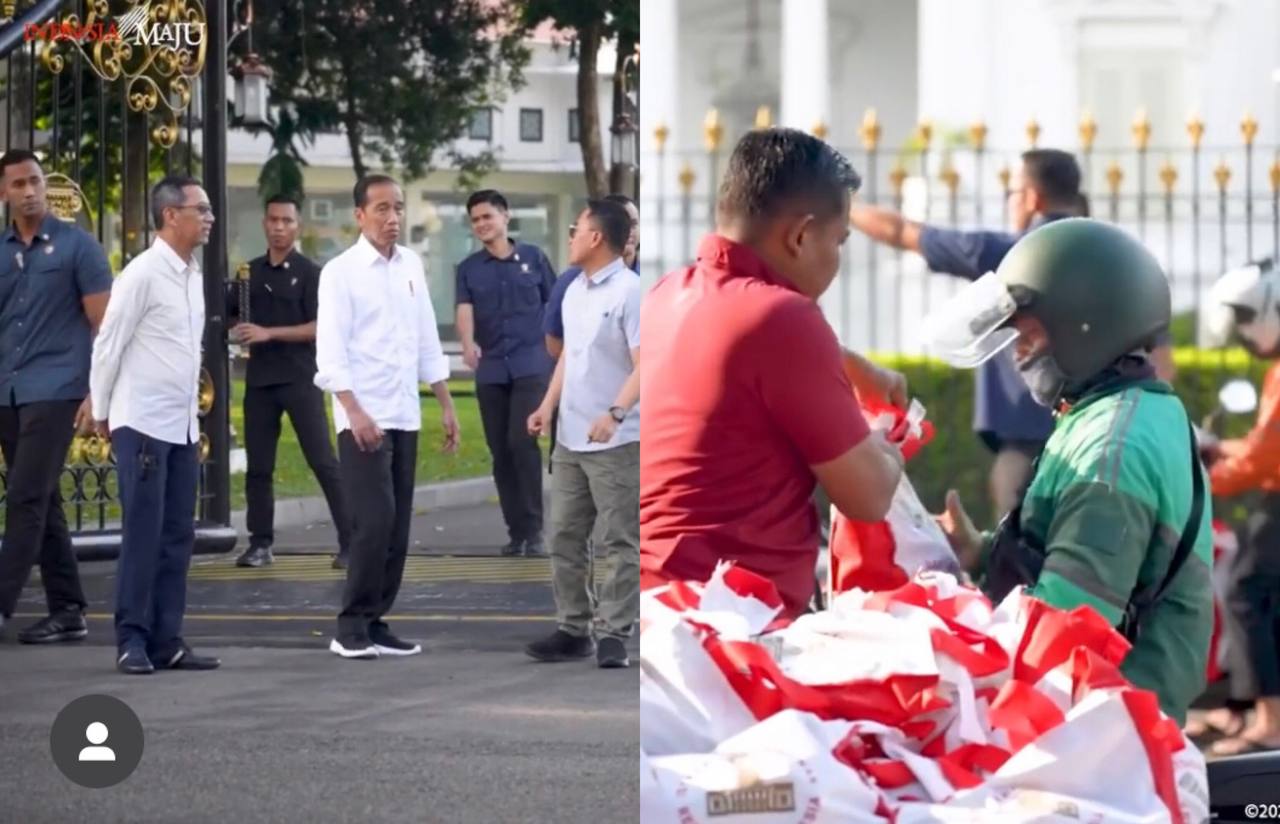 Presiden Jokowi Bagikan 1000 Paket Sembako untuk Warga yang Melintas di Sekitar Istana
