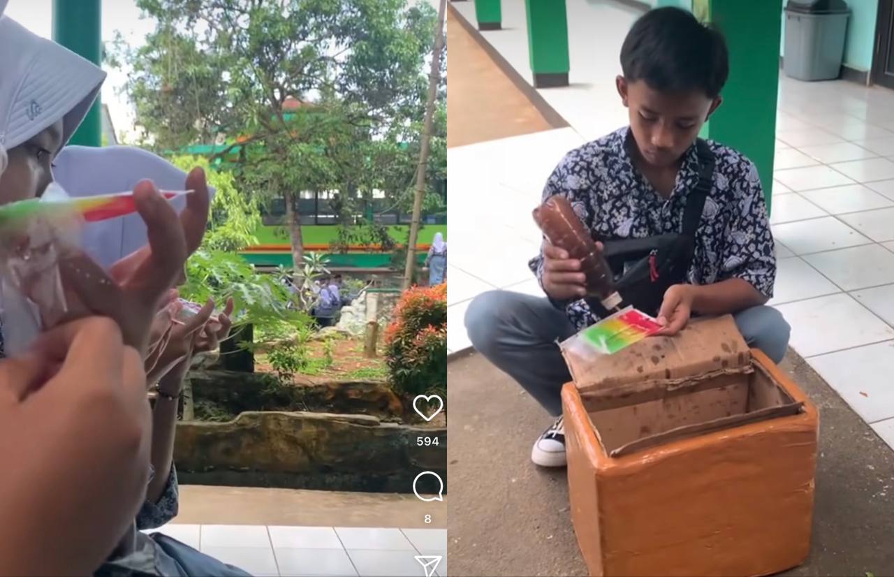 Respect! Sekolompok Anak SMA Kompak Beli Dagangan Adik Kelasnya yang Jualan Demi Bantu Orang Tua 