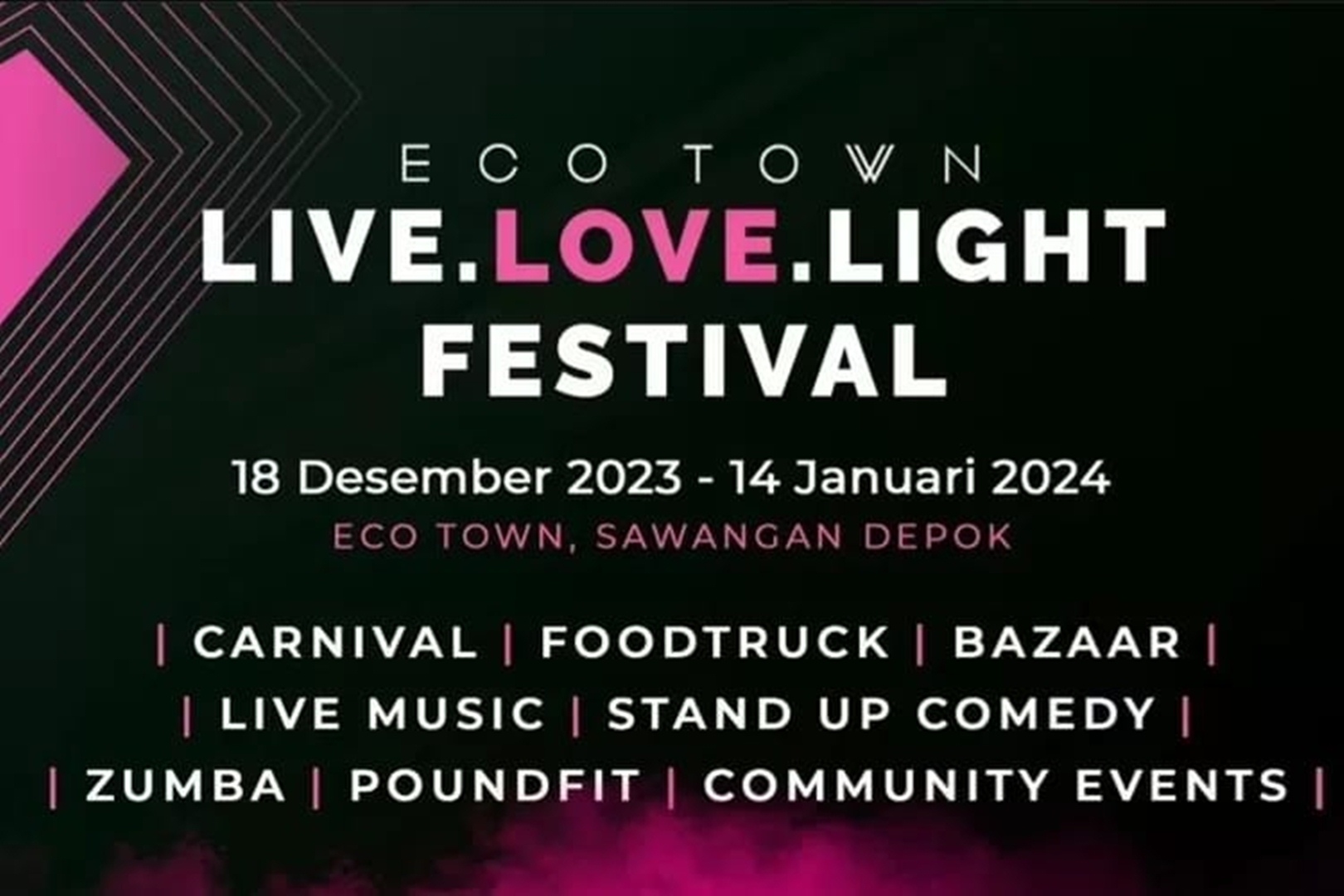 Live Love Light Festival Eco Town Sawangan, Keseruan Konser Musik dan Pesta Kembang Api Tahun Baru di Depok