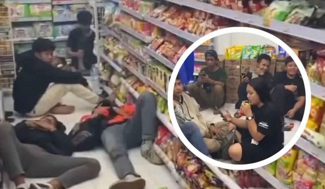 Viral! Rombongan Anak CB Numpang Istirahat di Minimarket, Tiduran di Lantai hingga Bikin Kotor