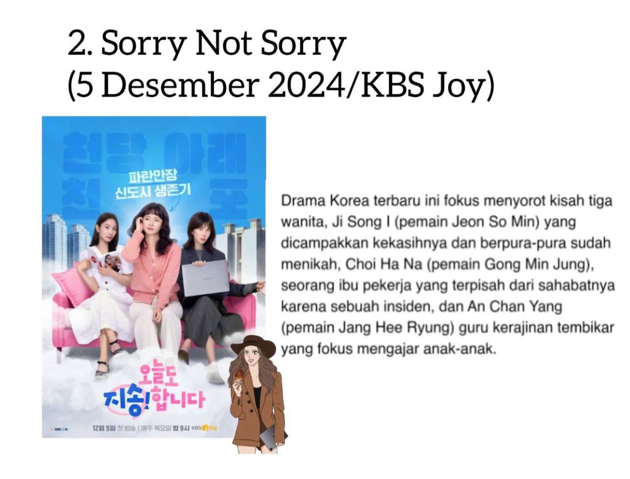 Intip Sinopsis Drama Korea Terbaru 'Sorry Not Sorry' yang Tayang Desember Ini, Simak Selengkapnya!