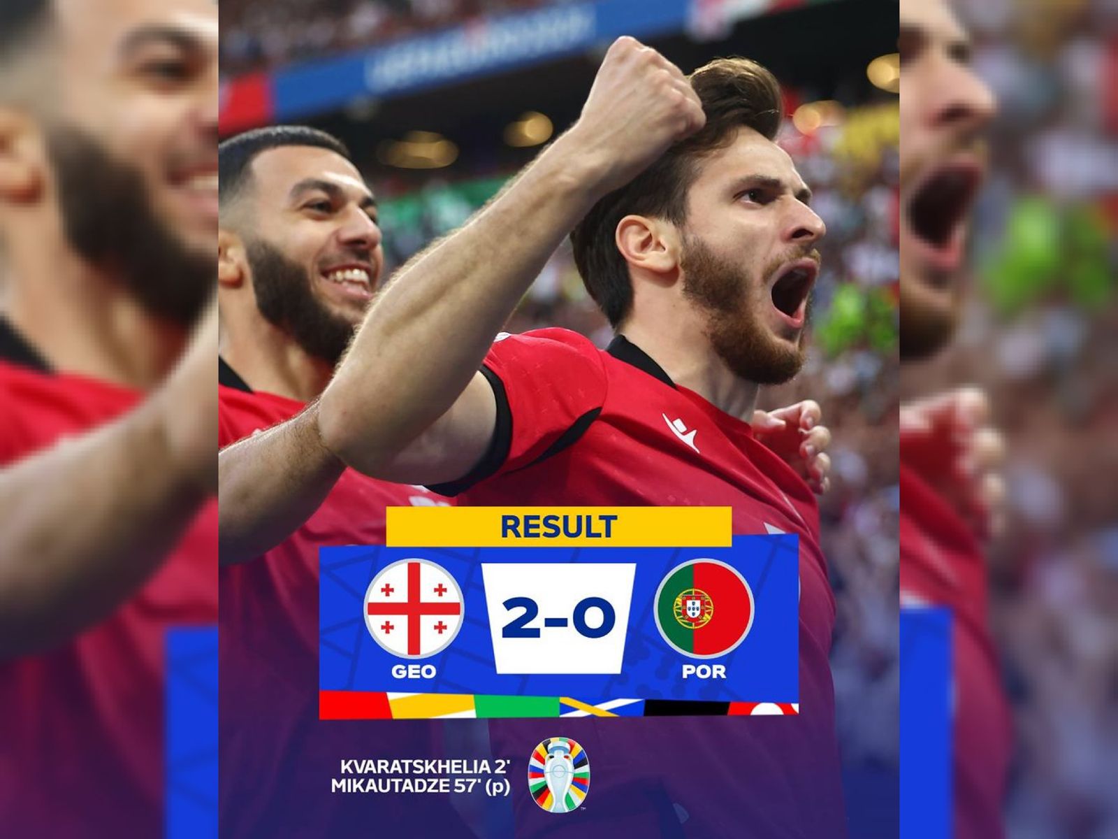 Hasil Euro 2024, Georgia Cetak Sejarah Lolos 16 Besar Bungkam Portugal 2-0