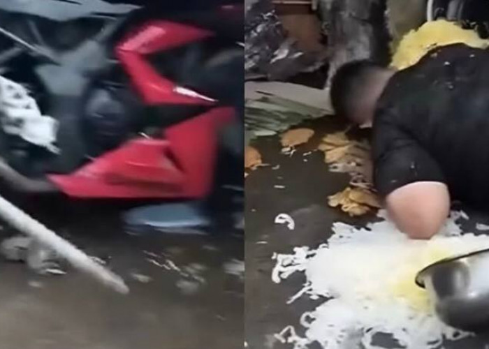 Viral! Pengendara Motor Diduga Mabuk Tabrak Gerobak Pedagang Mie Balap di Multatuli