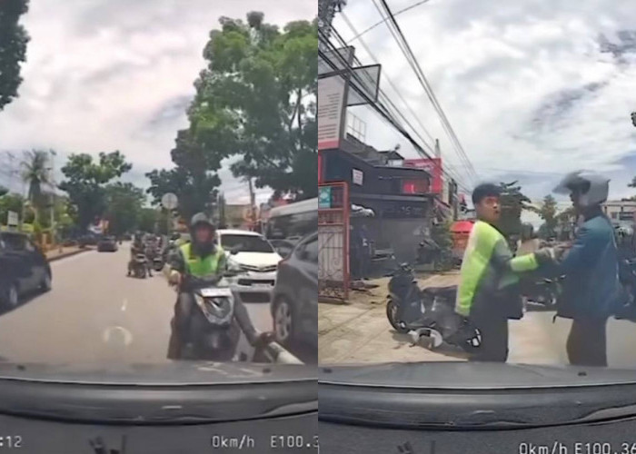 Viral! Tak Terima Ditegur Karena Lawan Arah, Driver Ojol Mau Serang Pengendara Mobil yang Menegurnya