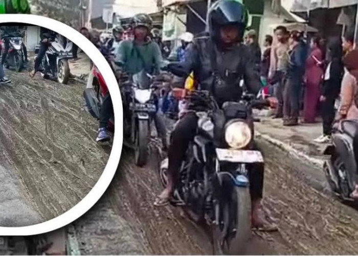 Miris! Jalan Masih Basah Karena Dicor, Langsung Rusak Dipakai Warga untuk Melintas di Cimahi