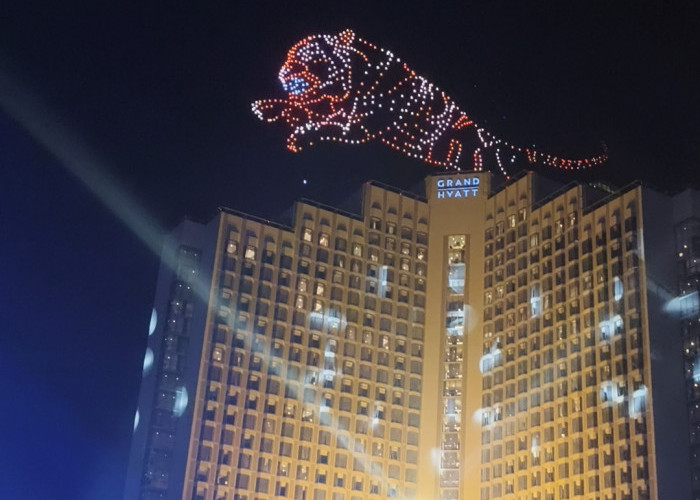  Atraksi Drone Warnai Langit di Bundaran HI Awal Tahun Baru 2025, Ada Gambar Macan Kemayoran