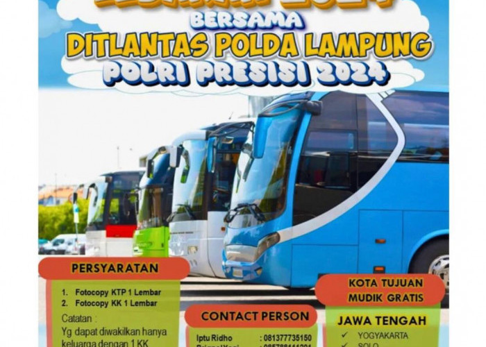 Program Mudik Gratis yang Digelar Oleh Ditlantas Polda Lampung Rute Yogyakarta dan Solo, Yuk Segera Daftar!