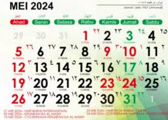Ada Libur 5 Hari, Ini Daftar Tanggal Merah dan Cuti Bersama Mei 2024