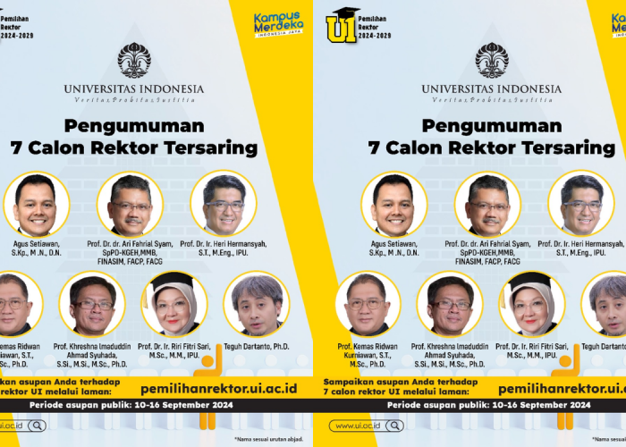 Resmi! UI Umumkan 7 Nama Calon Rektor Tersaring Periode 2024-2029