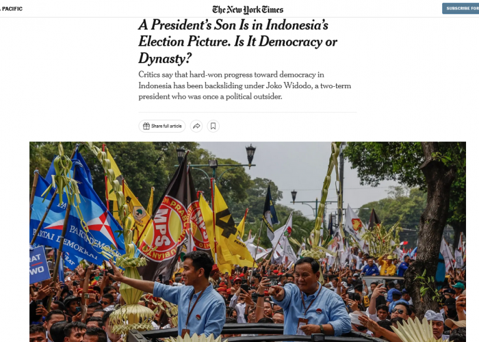 Cawapres Gibran Disorot The New York Times: Demokrasi atau Dinasti?