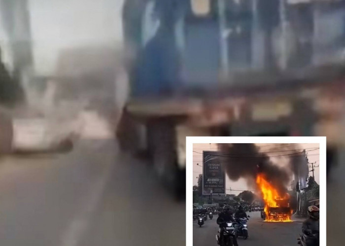 Detik-detik Sopir Truk Kontainer Kabur dan Terbakar Usai Tabrak Pengendara Motor Hingga Tewas 